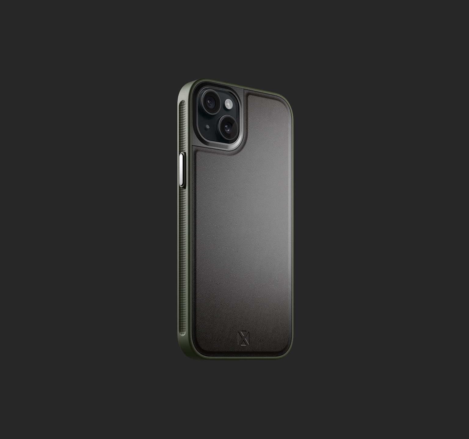iPhone 15 Plus Leather Case, BANDWERK, Black Green