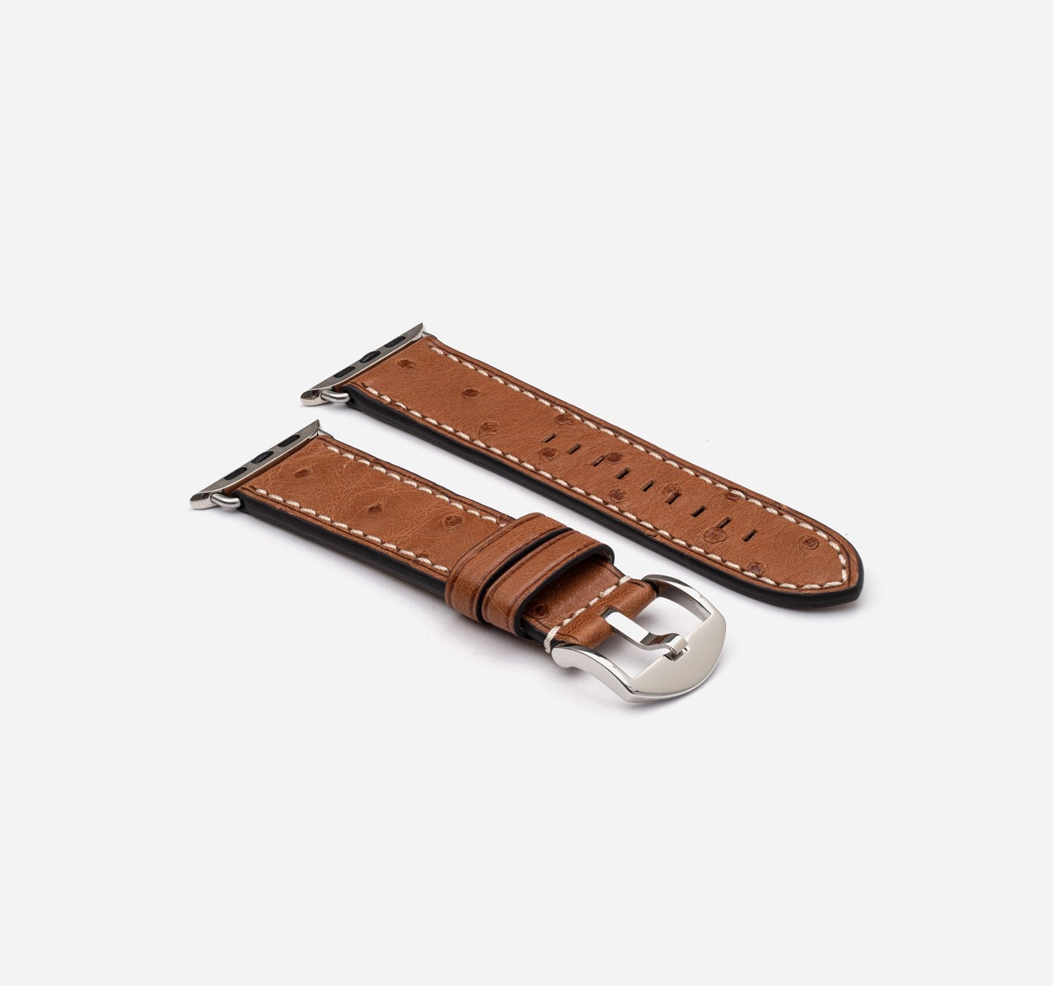 Watch strap 20mm light brown genuine Ostrich with Kuki Flex-Patent