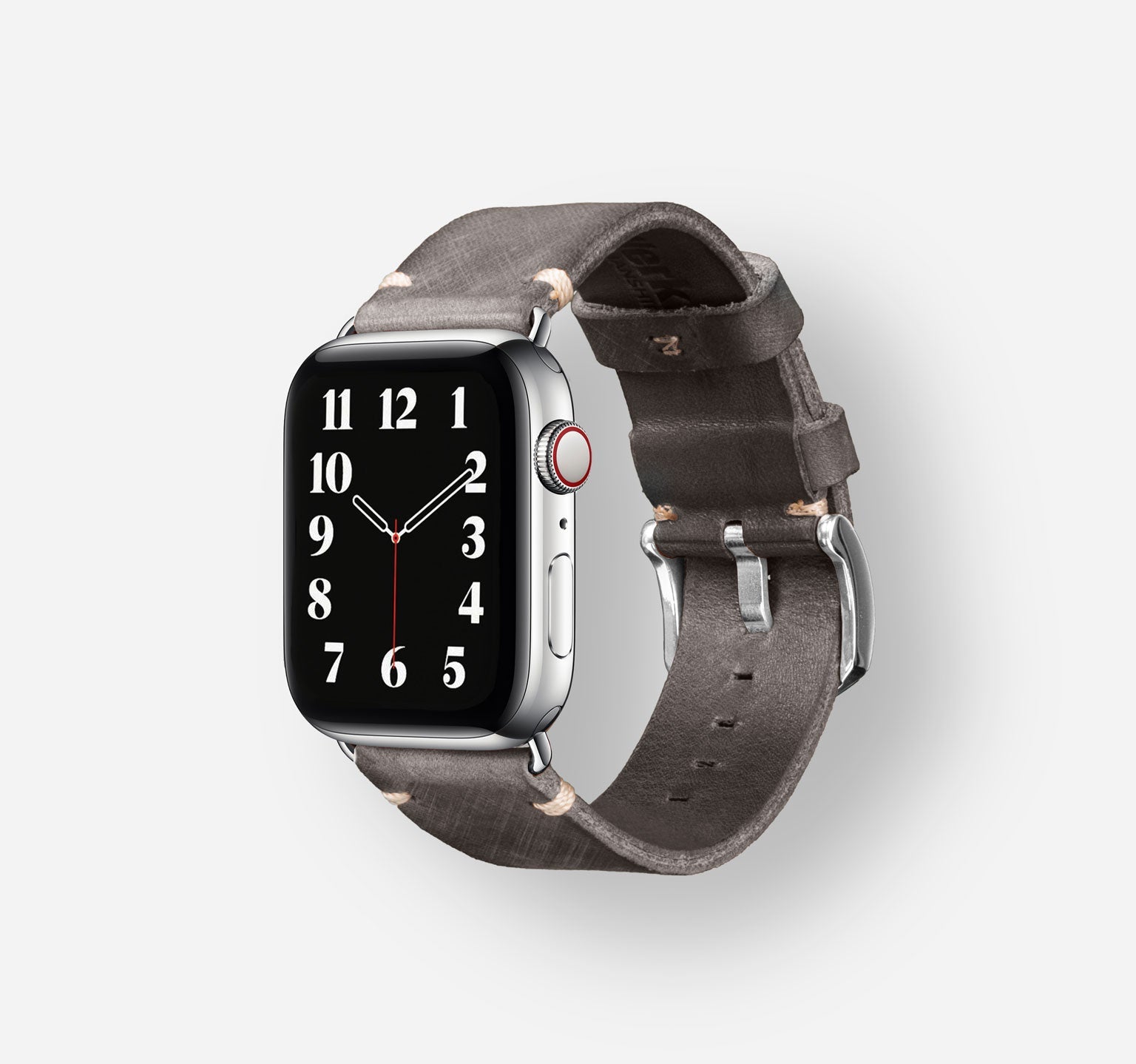Black Leather Apple Watch Band Stars Strap Unisex Bracelet Silver