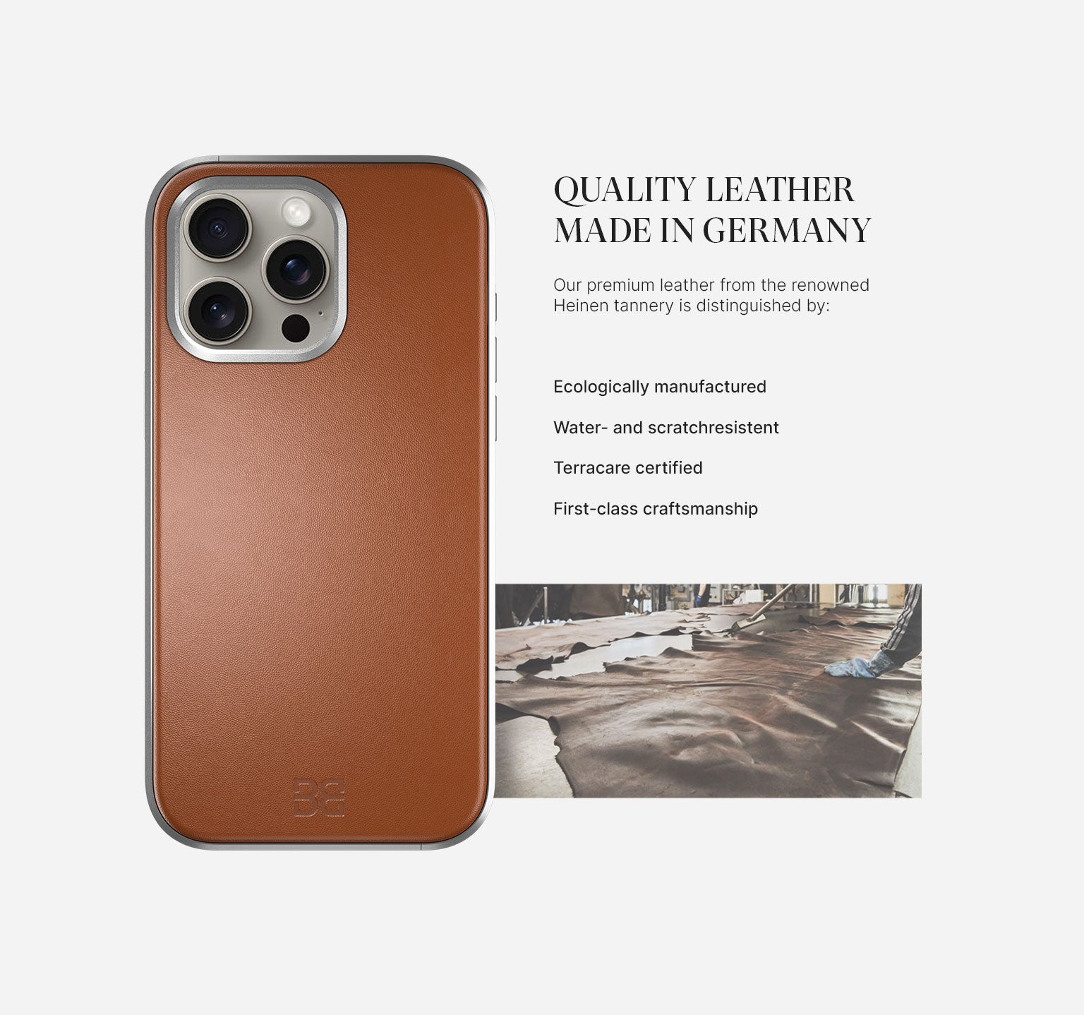 Aluminum Leather Case | iPhone 15 Pro Max | Mokka Brown