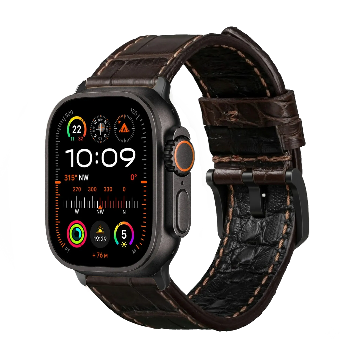 Braun / Ultra/46mm/45mm + Faltschließe / Schwarz Matt