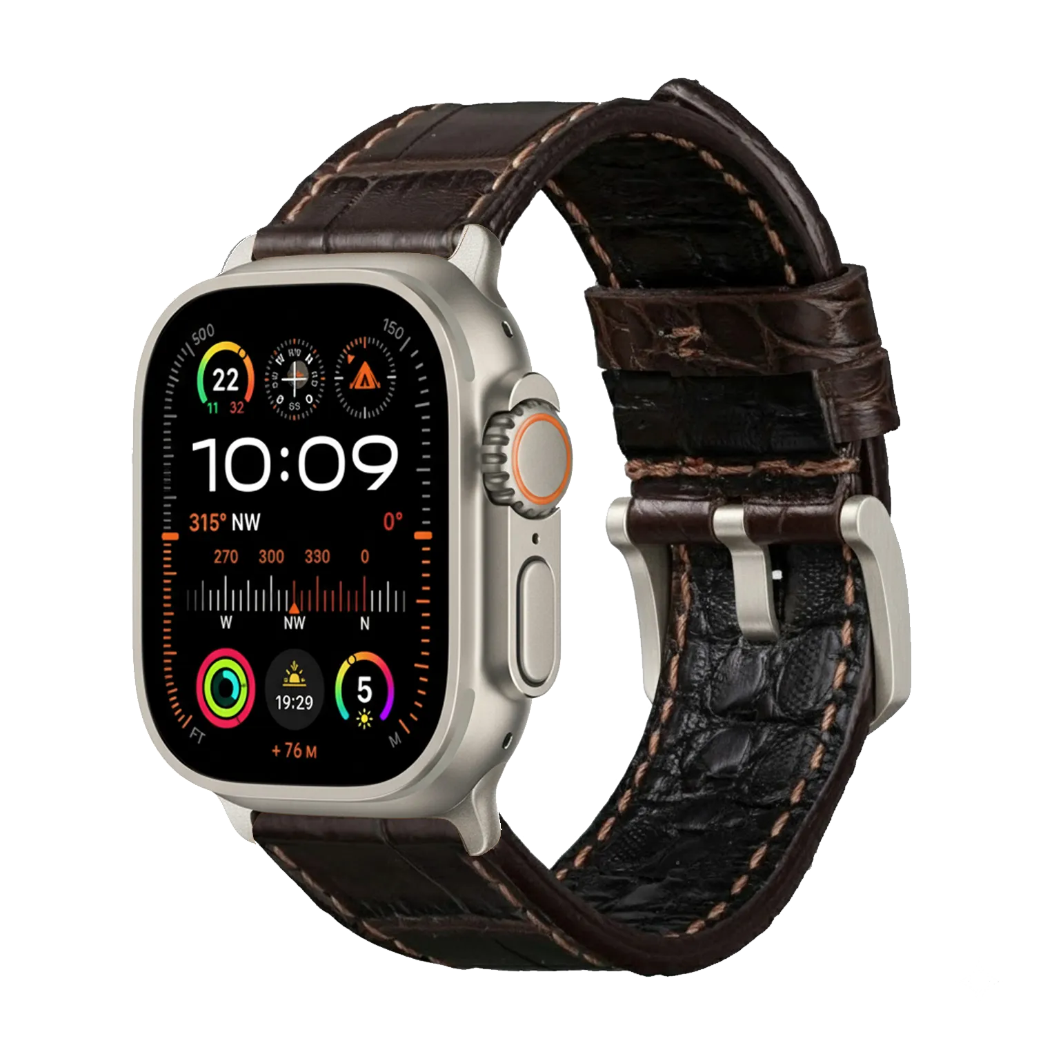 Braun / Ultra/46mm/45mm + Faltschließe / Silber Matt