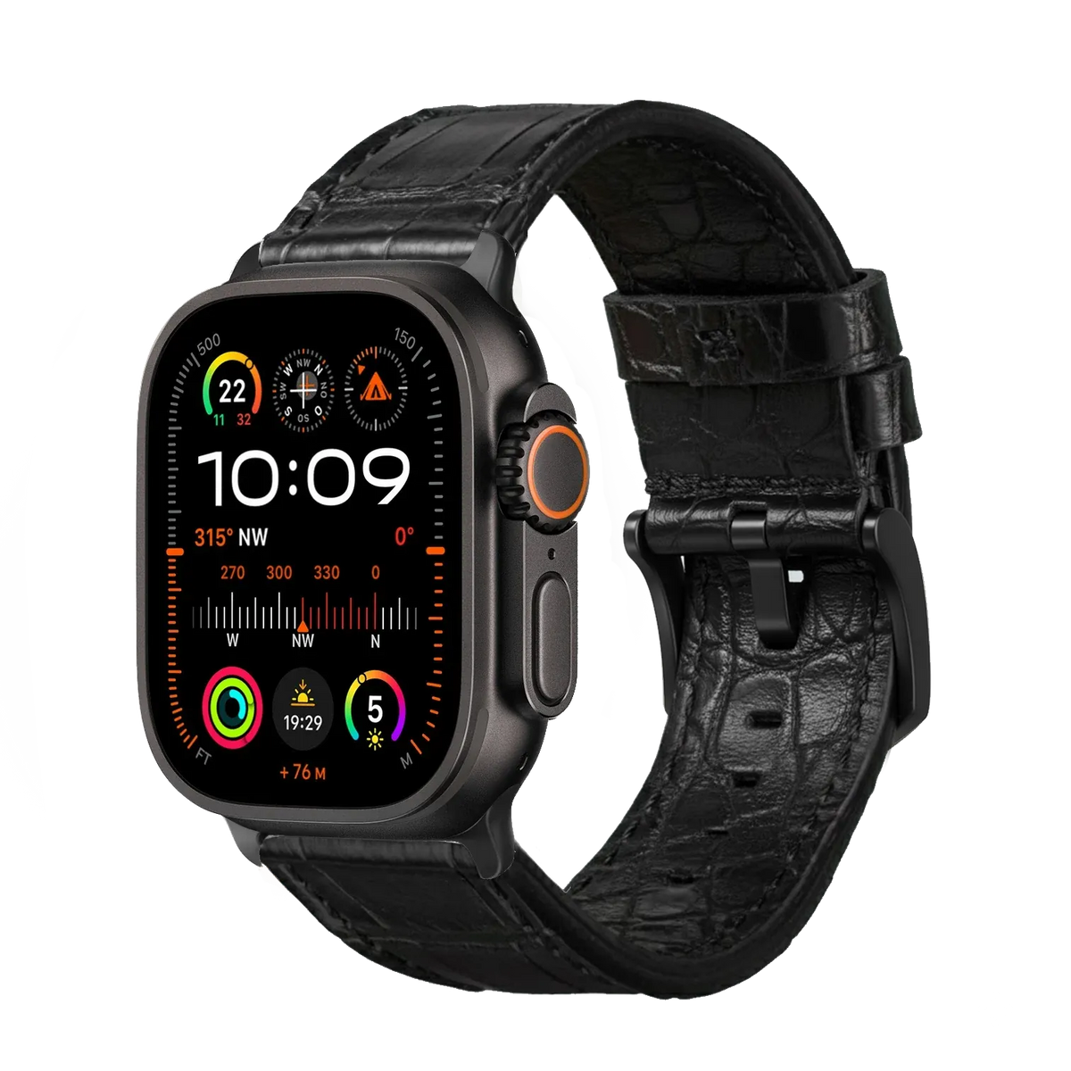 Tiefschwarz / Ultra/46mm/45mm + Faltschließe / Schwarz Matt