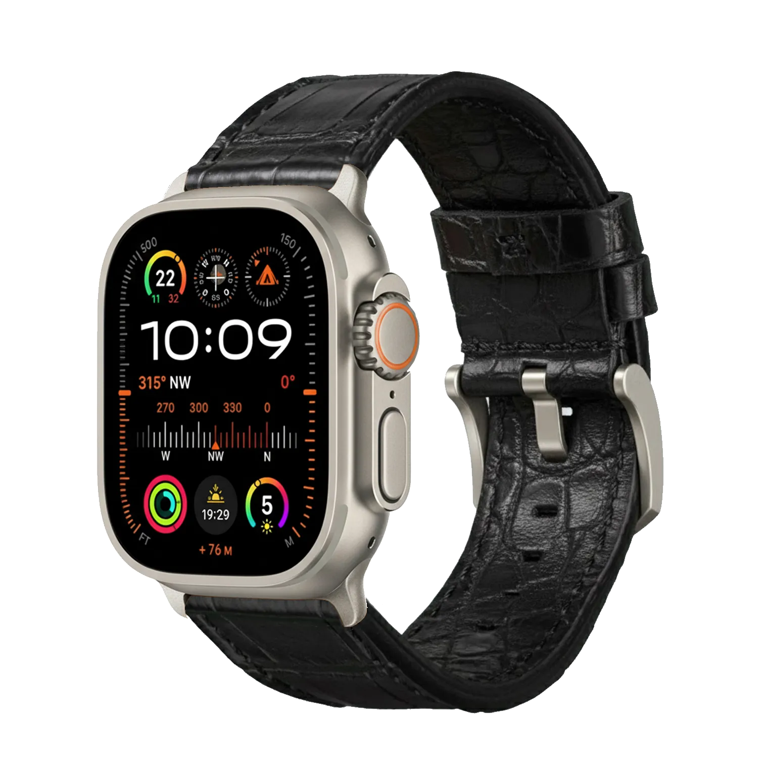 Tiefschwarz / Ultra/46mm/45mm + Faltschließe / Silber Matt