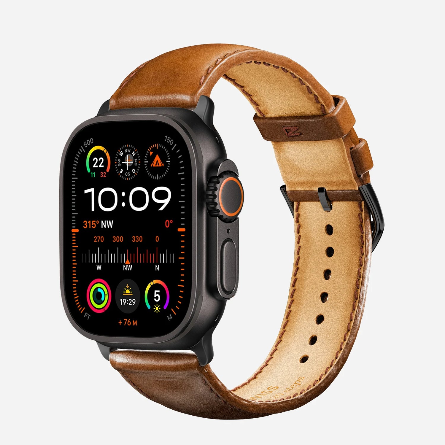 NEW Luxury Leather Brown/Black Apple Watch Band Foggia Luxury Leather Apple Watch Band for All Series  main image 2