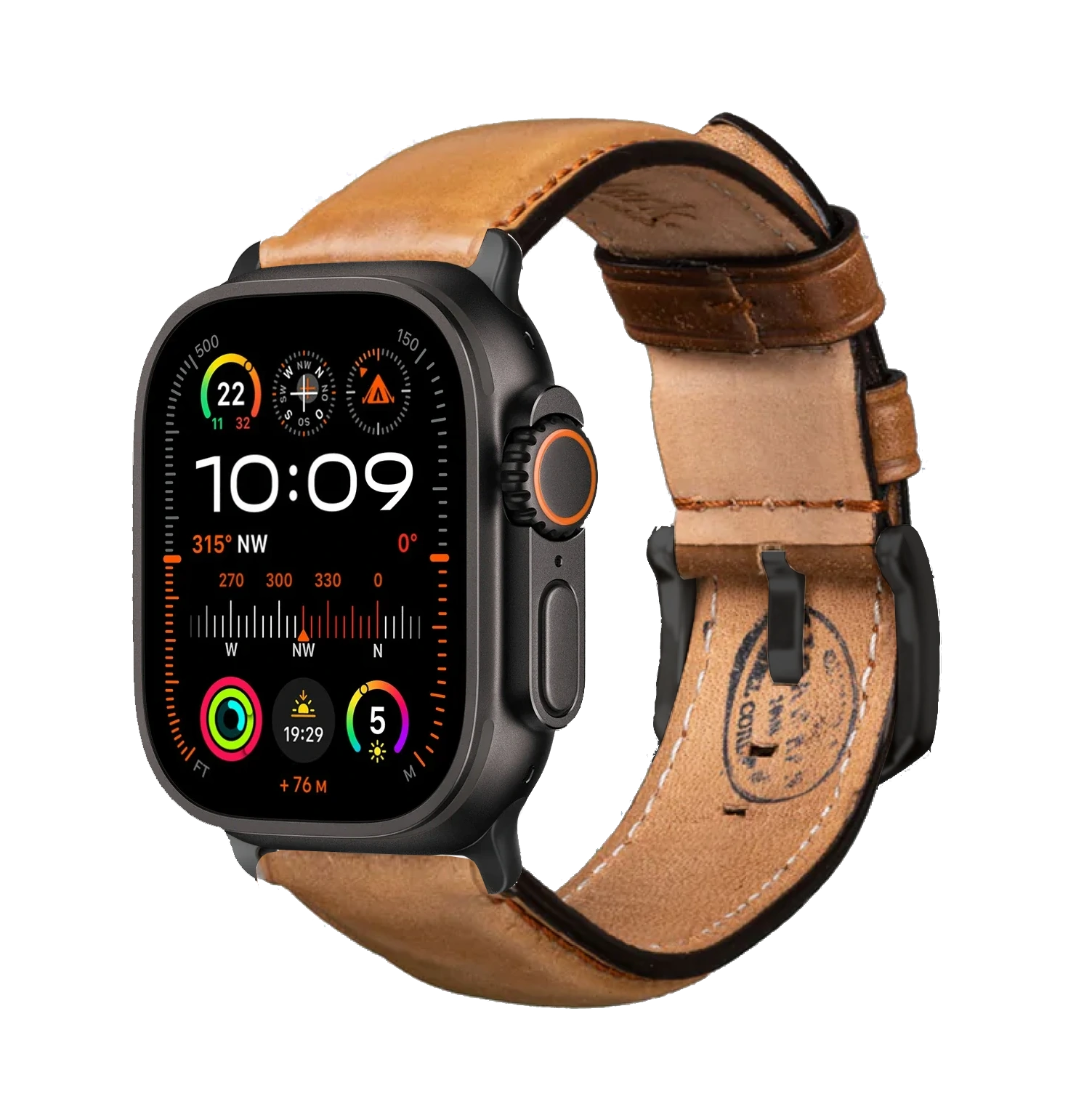 Hellbraun / Ultra/46mm/45mm + Faltschließe / Schwarz