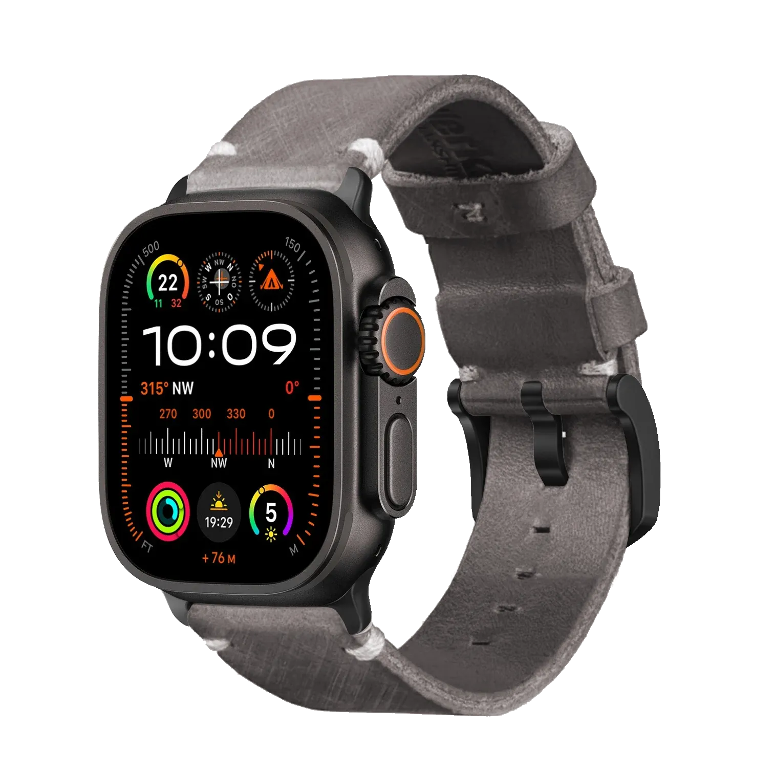 Grau / Ultra/46mm/45mm + Faltschließe / Schwarz Matt