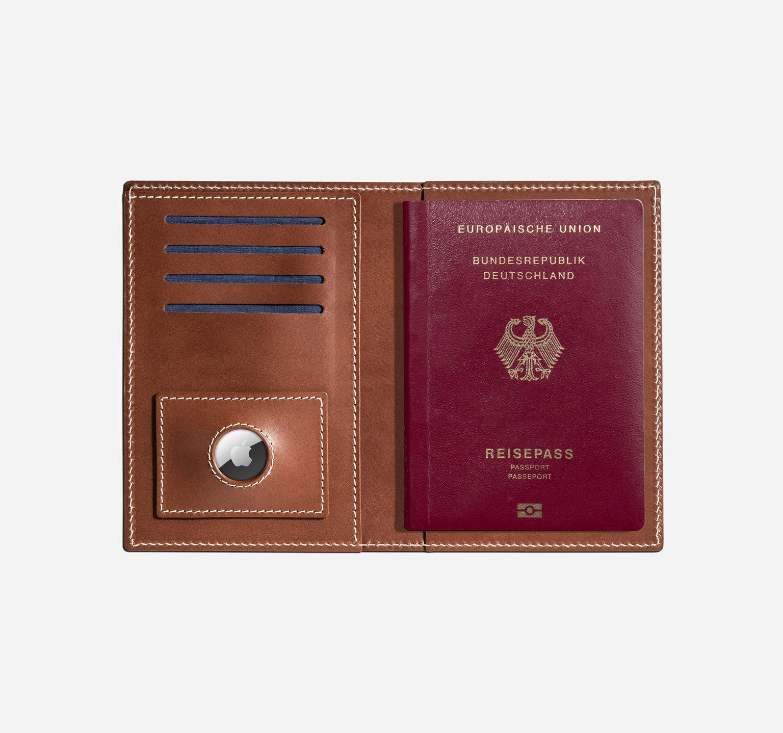 Nappa | Light Brown Contrast Seam | Passport Cover