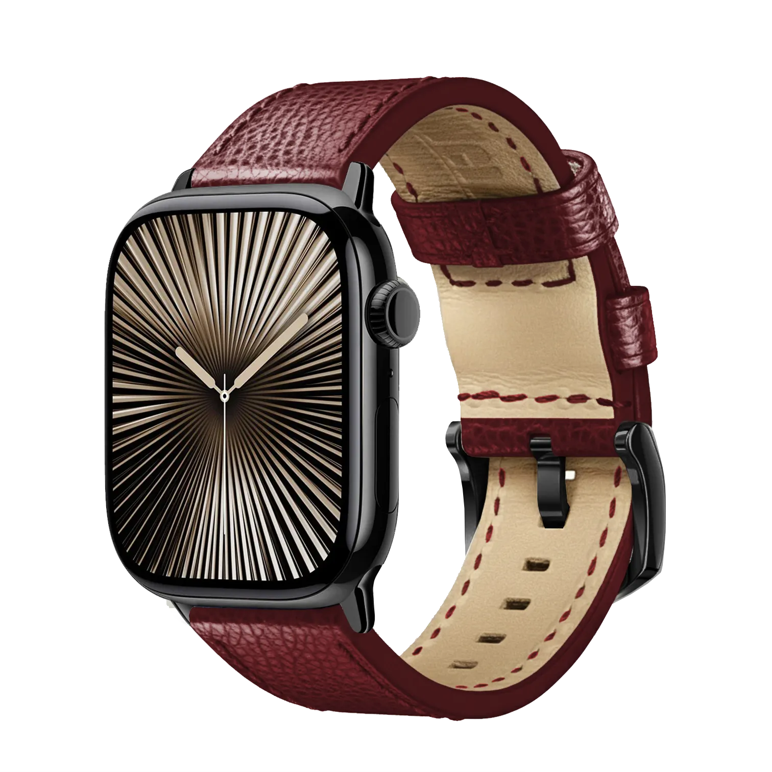 Bordeaux / 42mm / Schwarz Poliert