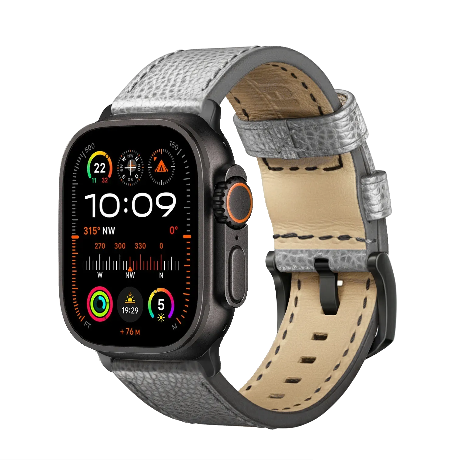 Grau / Ultra/46mm/45mm + Faltschließe / Schwarz Matt