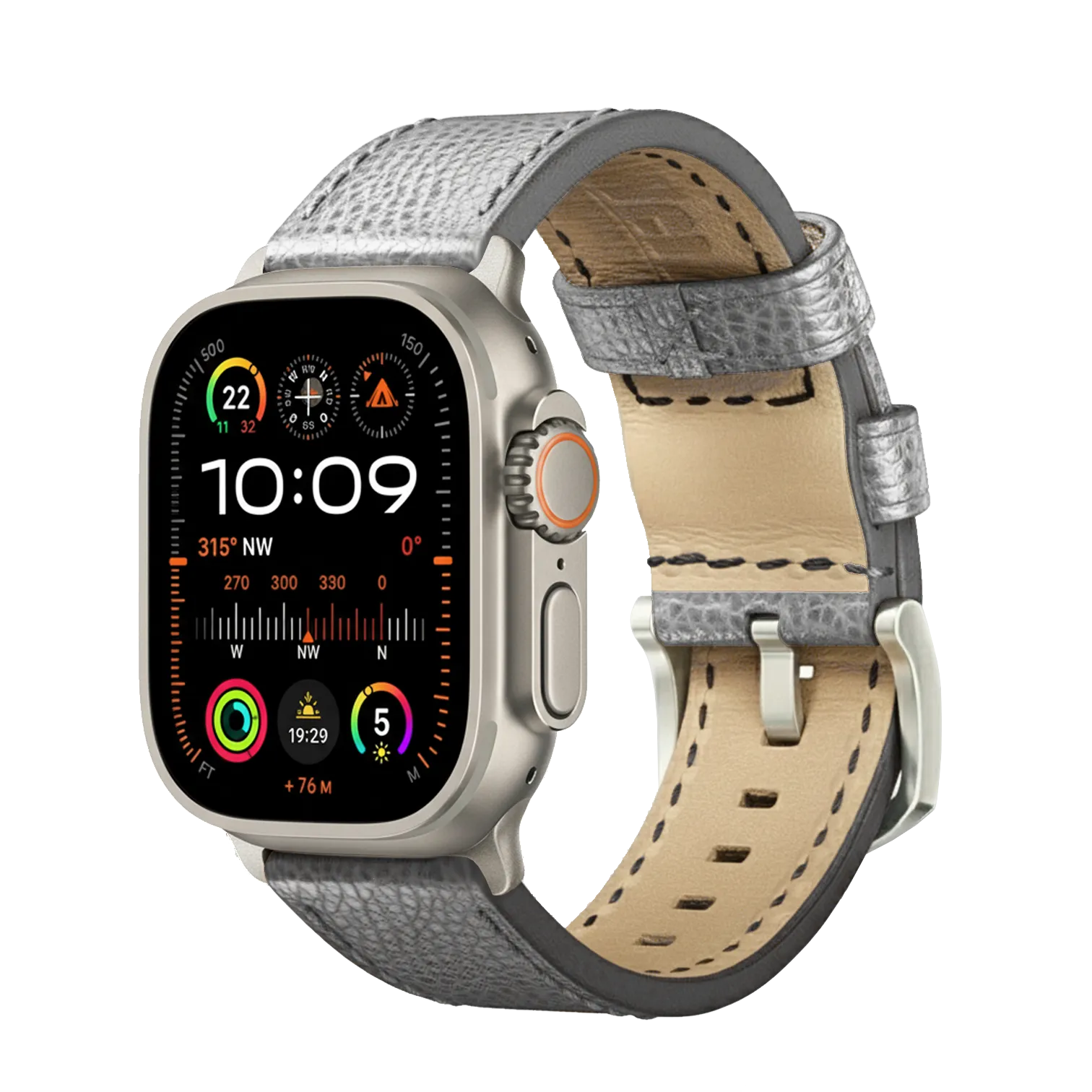 Grau / Ultra/46mm/45mm + Faltschließe / Silber Matt