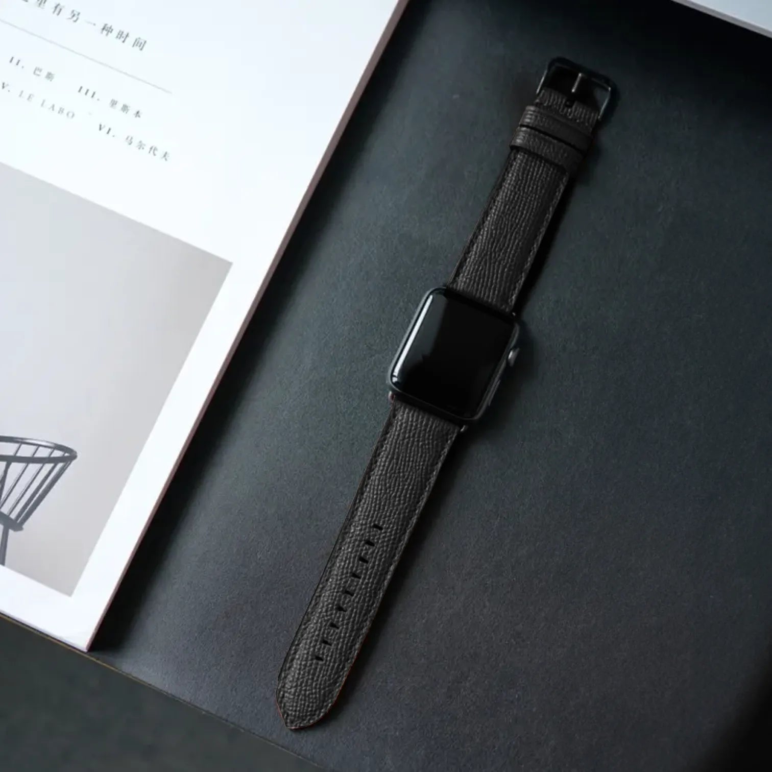 Tiefschwarz / Ultra/46mm/45mm + Faltschließe / Silber Matt