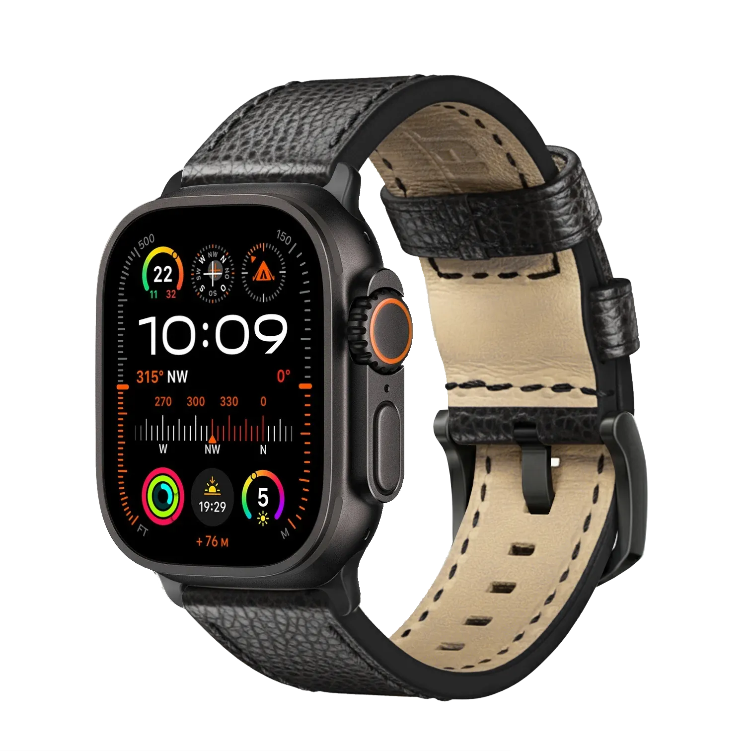 Tiefschwarz / Ultra/46mm/45mm + Faltschließe / Schwarz Matt