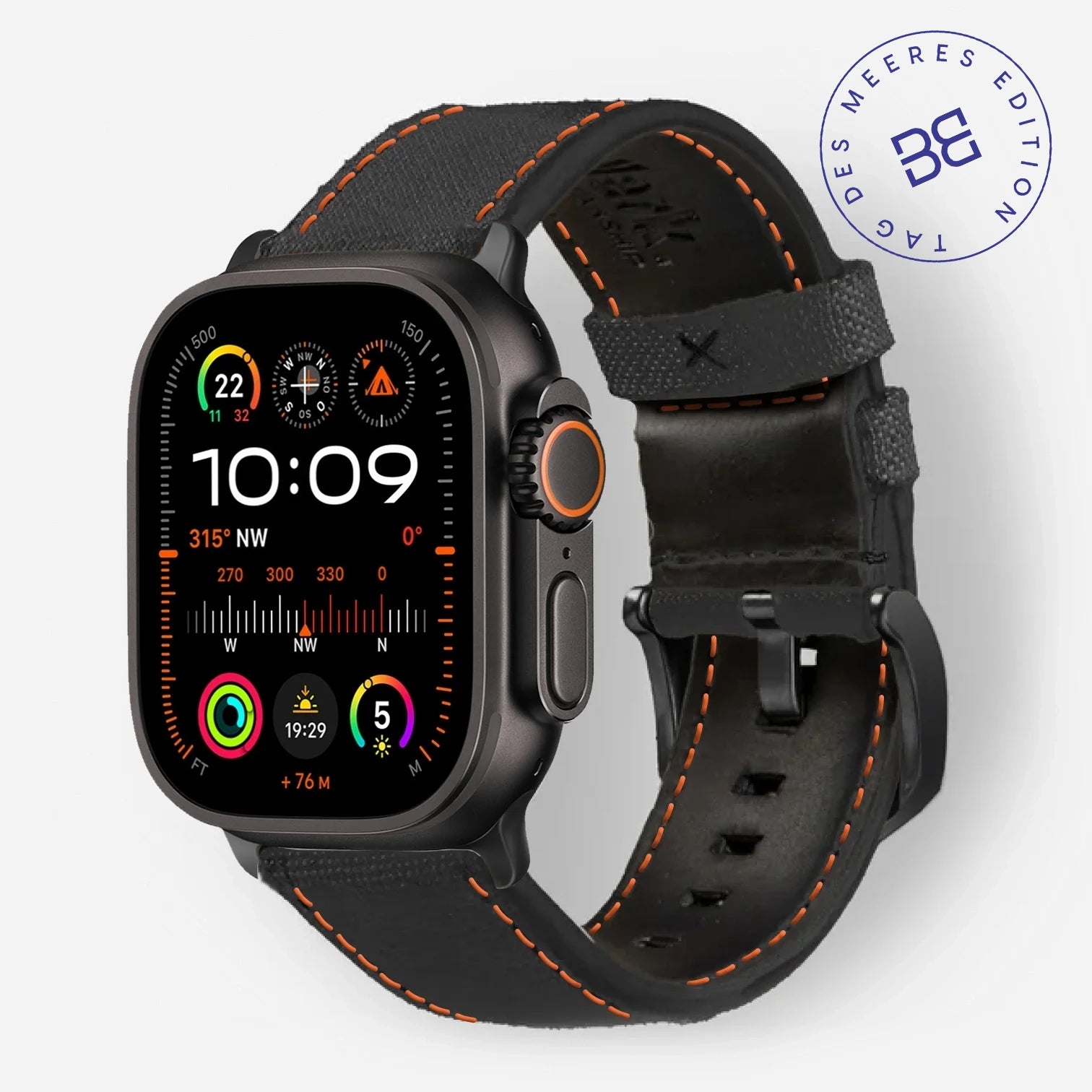Schwarz mit orangener Naht / Ultra/46mm/45mm / Schwarz