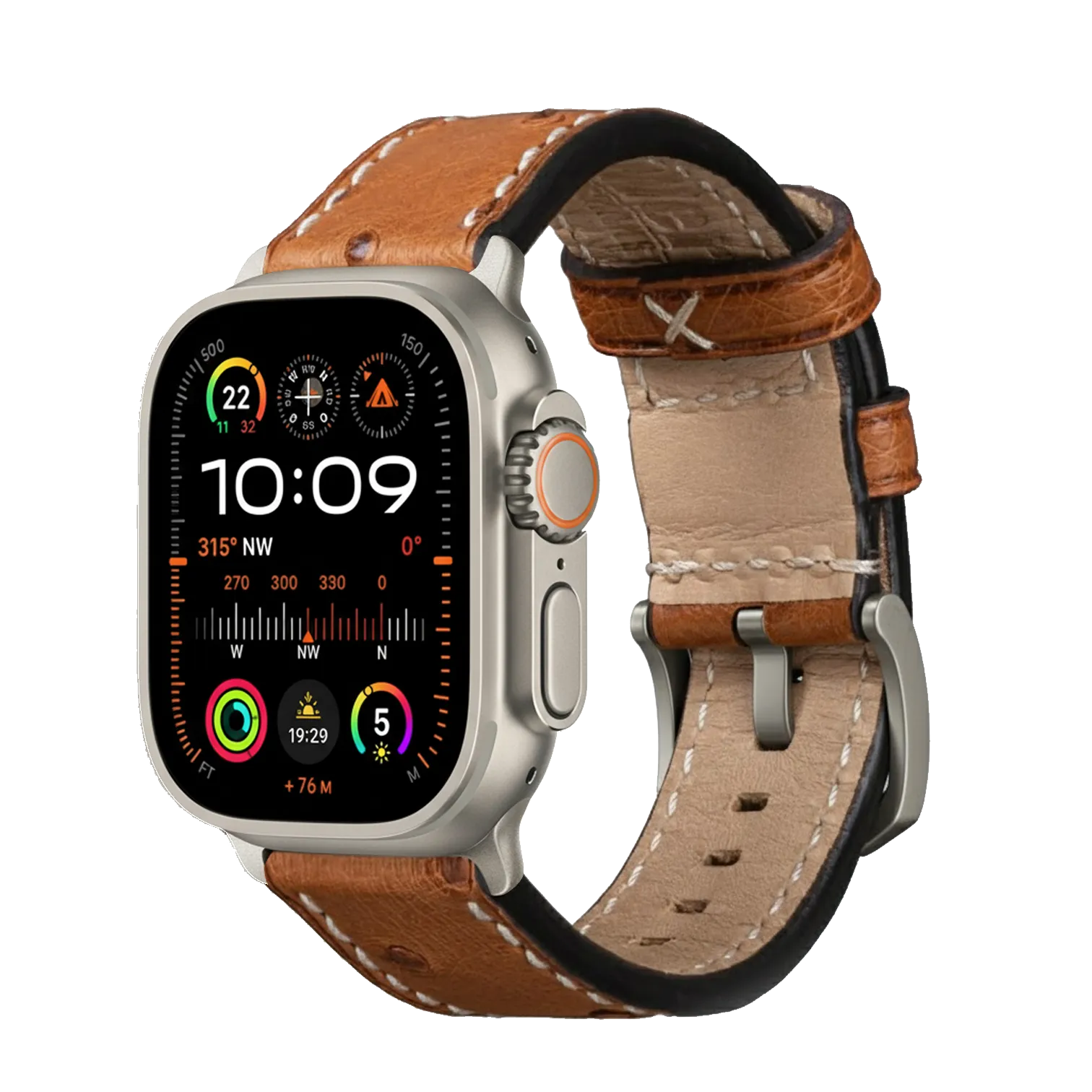 Braun / Ultra/46mm/45mm + Faltschließe / Silber Matt