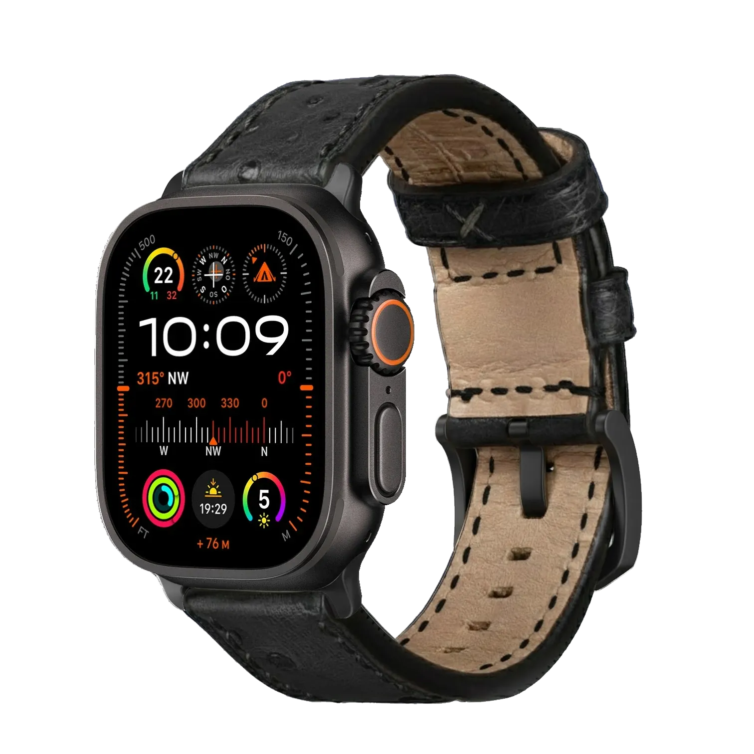 Tiefschwarz / Ultra/46mm/45mm + Faltschließe / Schwarz Matt