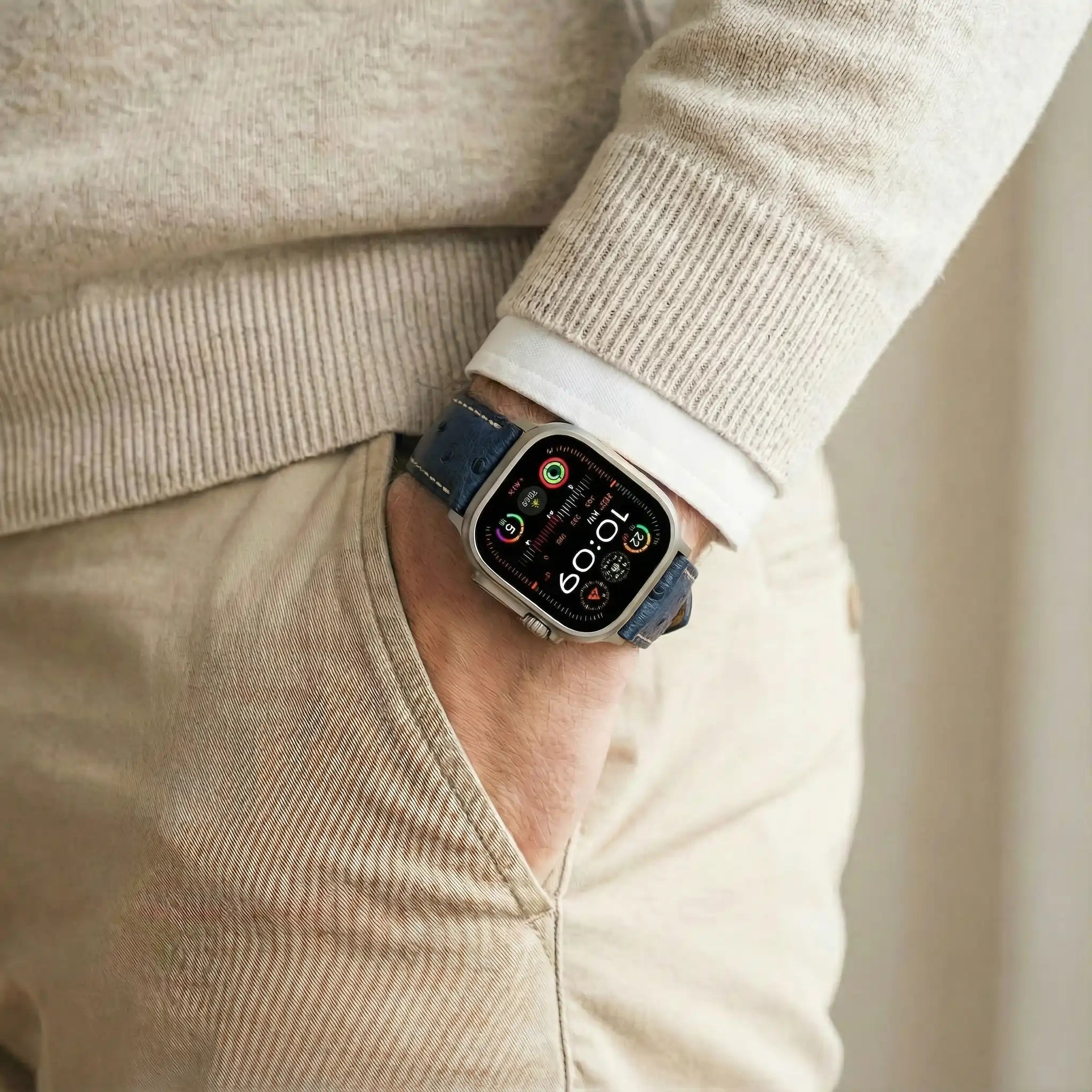 Blau / 46mm / Titan Natur