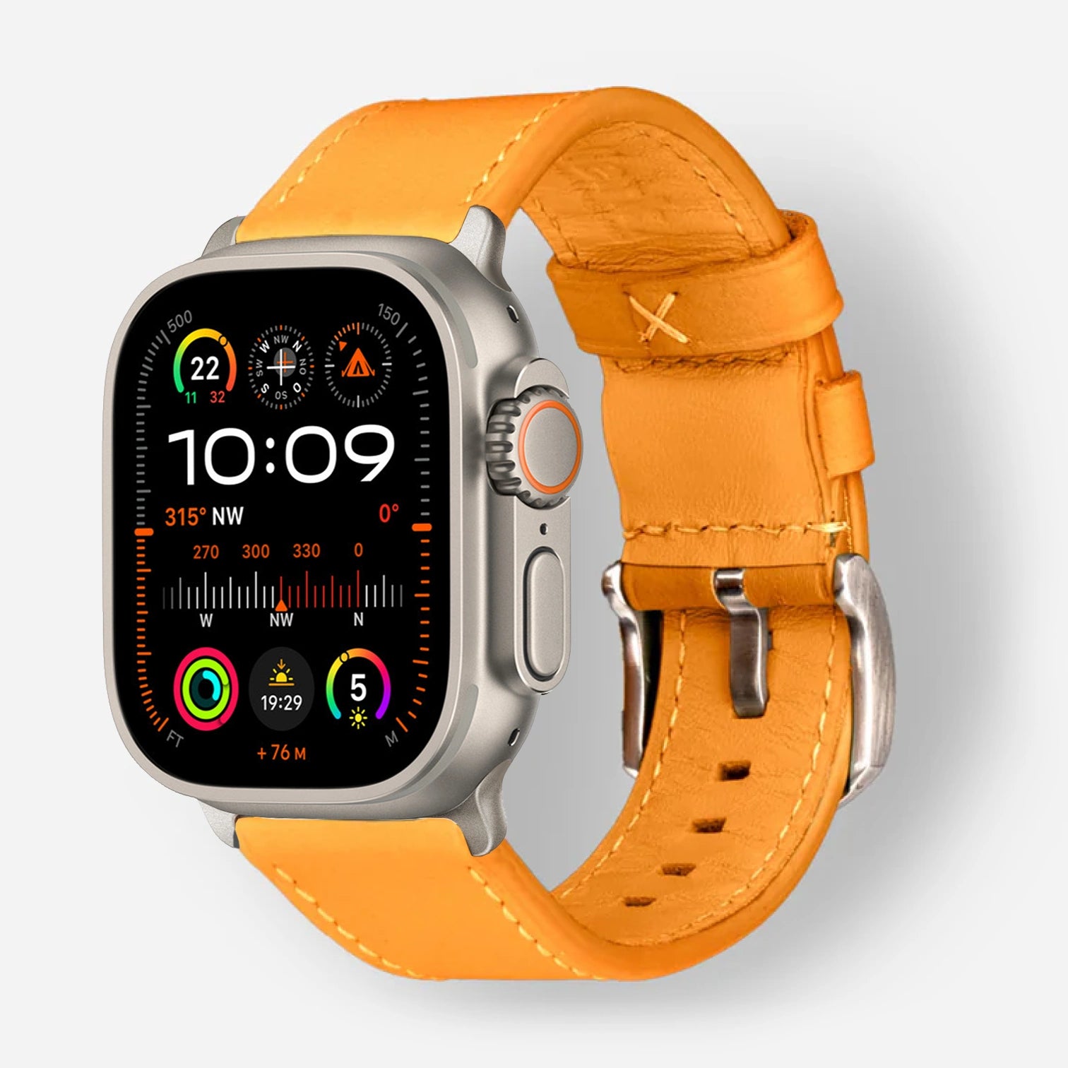 Bandwerk Apple Watch Ultra Band Waterproof Leather Band Orange Pop