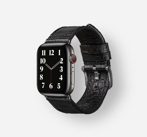Watch Straps Black alligator leather strap with pin buckle